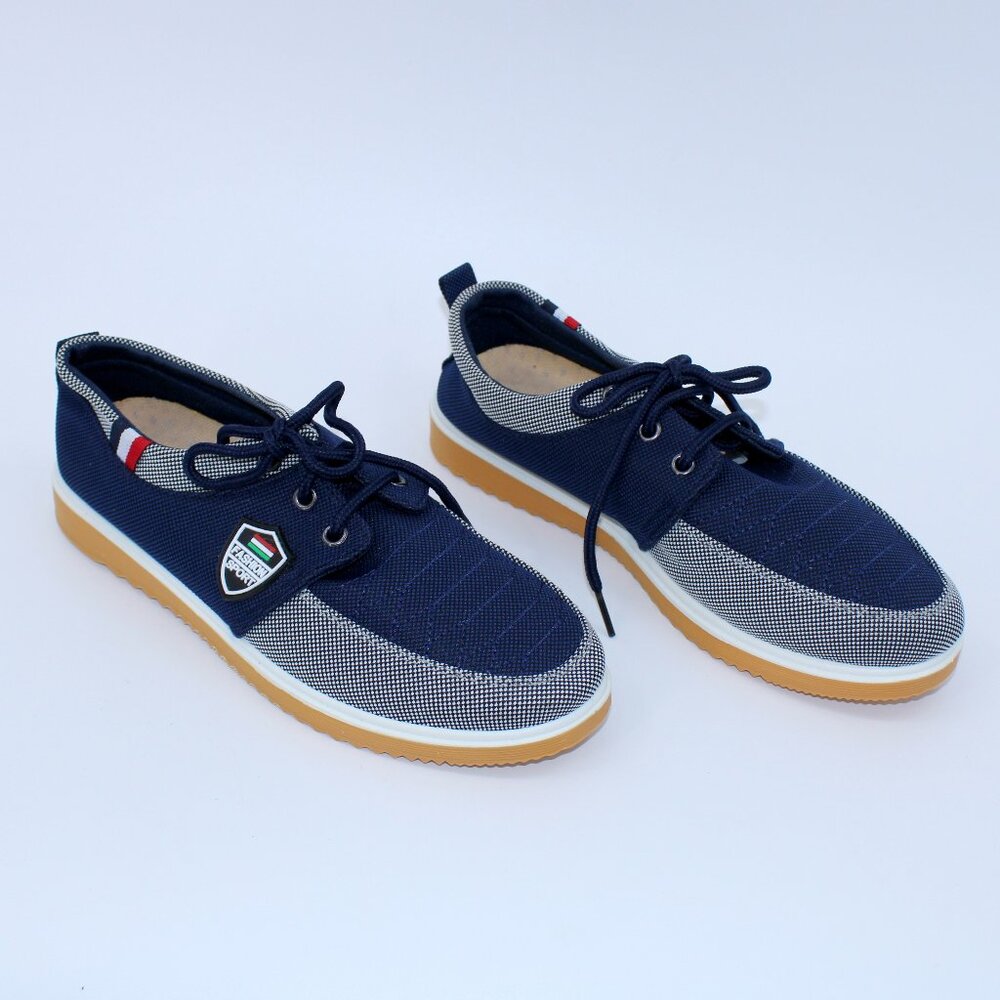 Fashion Sport Custom Pattern Blue Gray Canvas Shoes Lace Up NWOT - Picture 4 of 8